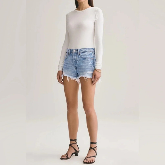 AGOLDE Parker Vintage Loose Fit Cut-Off Shorts in Swapmeet Size 25 - Picture 1 of 9